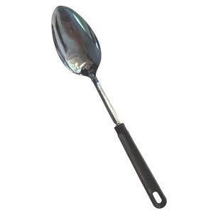 EKCO Vintage 12" Serving Spoon Stainless Steel Black Plastic Handle Made in USA‎